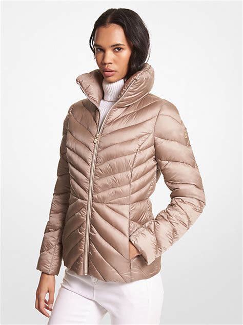 michael kors packable puffer women burgandy puffer|Michael Kors shiny puffer jacket.